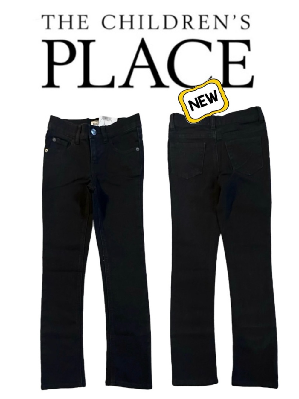 THE CHILDREN'S PLACE Black Skinny Slim Stretch Jean Adjustable Waist Girl 8 SLIM